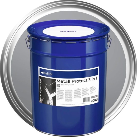 Грунт-эмаль Selkor Metall-protect 3 in 1 по металлу (серая) 20 кг 25111 Грунт-эмаль Selkor Metall-protect 3 in 1 по металлу (серая) 20 кг 25111