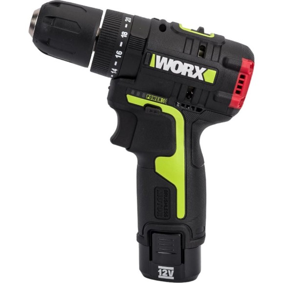 Дрель-шуруповерт WORX Professional аккумуляторный ударный бесщеточный 12В, 40Нм, 2Ач х2, ЗУ, в кейсе WU131X Дрель-шуруповерт WORX Professional аккумуляторный ударный бесщеточный 12В, 40Нм, 2Ач х2, ЗУ, в кейсе WU131X