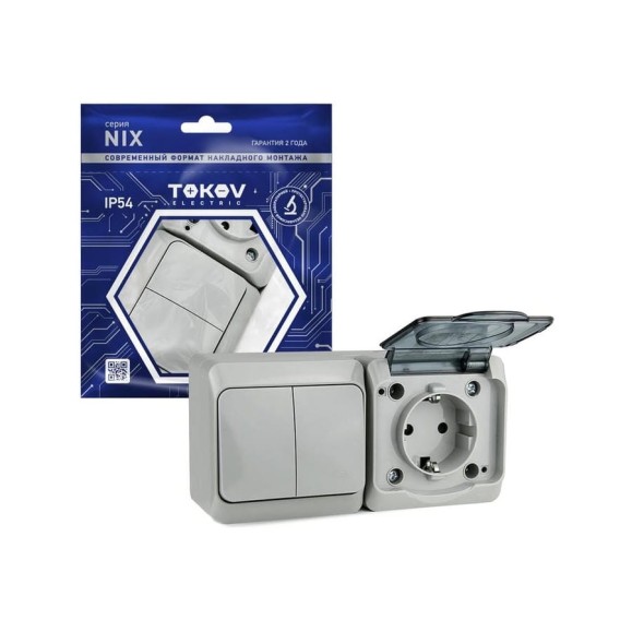 Блок оп TOKOV ELECTRIC nix (розетка 16а 250в с заземл. + 2-кл. выкл. 10а) ip54 сер. TKE-NX-V2RZ-C06T-IP54 Блок оп TOKOV ELECTRIC nix (розетка 16а 250в с заземл. + 2-кл. выкл. 10а) ip54 сер. TKE-NX-V2RZ-C06T-IP54