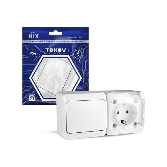Блок оп TOKOV ELECTRIC nix (розетка 16а 250в с заземл. 1-кл. выкл. 10а) ip54 бел. TKE-NX-V1RZ-C01T-IP54 Блок оп TOKOV ELECTRIC nix (розетка 16а 250в с заземл. 1-кл. выкл. 10а) ip54 бел. TKE-NX-V1RZ-C01T-IP54